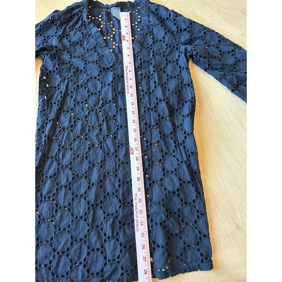 Black Eyelet Beach Swimsuit Cover Up Goth Grunge Witch Vampire Vacation Resort - Picture 5 of 7